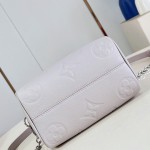 Louis Vuitton-inspired Speedy Bandoulière 20 replica handbag in Monogram Empreinte-style embossed grained leather