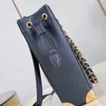 Louis Vuitton-inspired Noé Trunk replica handbag in brown and black calfskin-style leather