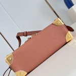 Louis Vuitton-inspired Noé Trunk replica handbag in brown and black calfskin-style leather