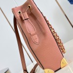 Louis Vuitton-inspired Noé Trunk replica handbag in brown and black calfskin-style leather