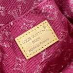 Louis Vuitton-inspired Pochette Cosmétique small replica cosmetic pouch in rose pink and blue Monogram denim style