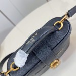 Louis Vuitton-inspired Low Key Vanity Pouch replica handbag in brown and black with brass-style lock