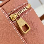 Louis Vuitton-inspired Low Key Vanity Pouch replica handbag in brown and black with brass-style lock