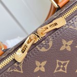 Louis Vuitton-inspired Out Of The Trunk Speedy 30 replica handbag with Monogram-style upper and metal trunk-style corners