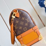 Louis Vuitton-inspired Out Of The Trunk Speedy 30 replica handbag with Monogram-style upper and metal trunk-style corners