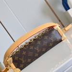  Louis Vuitton-inspired Side Trunk East West replica handbag in Monogram-style canvas with chain and trunk-style corners