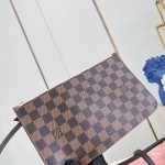 Louis Vuitton Neverfull MM Damier Ebene tote bag N41603 with steel-tone hardware leather trim and removable zip pouch