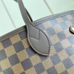Louis Vuitton Neverfull MM Damier Ebene tote bag N41603 with steel-tone hardware leather trim and removable zip pouch
