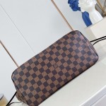 Louis Vuitton Neverfull MM Damier Ebene tote bag N41603 with steel-tone hardware leather trim and removable zip pouch