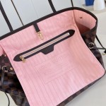 Louis Vuitton Neverfull MM Damier Ebene tote bag N41603 with steel-tone hardware leather trim and removable zip pouch