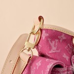 Louis Vuitton CarryAll Cargo PM Denim Rendez-Vous handbag in blue and military green denim with leather trim and luggage tag