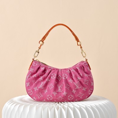 Louis Vuitton - Pochette Valley Monogram Denim Rose Red Handbag M28327