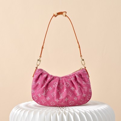 Louis Vuitton - Pochette Valley Monogram Denim Rose Red Handbag M28327
