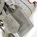 Louis Vuitton Speedy P9 Bandoulière 18 ostrich embossed leather handbag N89151 with polished metal hardware and lambskin lining