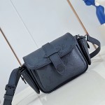 Louis Vuitton Cargo Mini Monogram Midnight dark gray handbag M26726 with matte metal hardware grained leather trim and adjustable shoulder strap