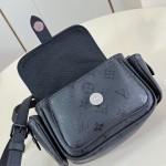 Louis Vuitton Cargo Mini Monogram Midnight dark gray handbag M26726 with matte metal hardware grained leather trim and adjustable shoulder strap