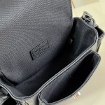 Louis Vuitton Cargo Mini Monogram Midnight dark gray handbag M26726 with matte metal hardware grained leather trim and adjustable shoulder strap