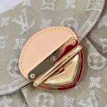 Louis Vuitton Rendez-Vous Sunset denim handbag M27210 with metal hardware buckle detail and interior flat pocket