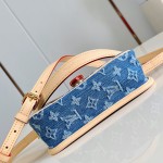 Louis Vuitton Nano Diane denim handbag M27700 with cowhide leather trim metal hardware and removable shoulder strap