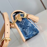 Louis Vuitton Nano Diane denim handbag M27700 with cowhide leather trim metal hardware and removable shoulder strap