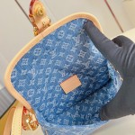 Louis Vuitton Nano Diane denim handbag M27700 with cowhide leather trim metal hardware and removable shoulder strap