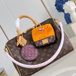 Louis Vuitton Speedy Soft 30 Paris À Vélo Monogram handbag M27512 with Nanogram shoulder strap round charm and nylon pouch