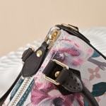  Louis Vuitton Nano Speedy M29149 Monogram Eden floral mini handbag with leather handle and shoulder strap