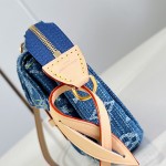 Louis Vuitton Pochette Accessories Cargo cotton handbag M27602 in blue green and pink with leather trim removable strap and front pocket