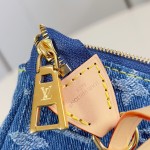 Louis Vuitton Pochette Accessories Cargo cotton handbag M27602 in blue green and pink with leather trim removable strap and front pocket