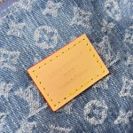 Louis Vuitton Pochette Accessories Cargo cotton handbag M27602 in blue green and pink with leather trim removable strap and front pocket
