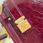Louis Vuitton Side Trunk PM waxed calfskin leather handbag M26305 with metal studs and adjustable shoulder strap