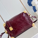Louis Vuitton Side Trunk PM waxed calfskin leather handbag M26305 with metal studs and adjustable shoulder strap