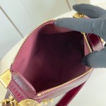 Louis Vuitton Side Trunk PM waxed calfskin leather handbag M26305 with metal studs and adjustable shoulder strap