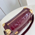 Louis Vuitton Side Trunk PM waxed calfskin leather handbag M26305 with metal studs and adjustable shoulder strap