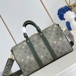 Louis Vuitton Keepall Bandoulière 35 Monogram Eclipse travel bag M27054 with leather handles and adjustable shoulder strap