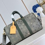 Louis Vuitton Keepall Bandoulière 35 Monogram Eclipse travel bag M27054 with leather handles and adjustable shoulder strap