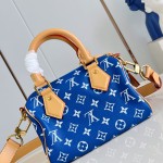  Louis Vuitton Speedy P9 Bandoulière 20 M28185 blue leather handbag with Monogram pattern and detachable strap