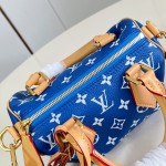  Louis Vuitton Speedy P9 Bandoulière 20 M28185 blue leather handbag with Monogram pattern and detachable strap