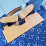 Louis Vuitton Christopher MM M27554 Monogram denim backpack with leather trim and side pockets