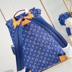 Louis Vuitton Christopher MM M27554 Monogram denim backpack with leather trim and side pockets