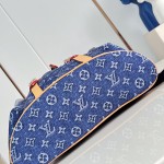 Louis Vuitton Christopher MM M27554 Monogram denim backpack with leather trim and side pockets