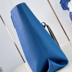 Louis Vuitton Low Key Cabas MM M25341 sky blue leather tote bag with padlock detail and adjustable handles