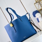 Louis Vuitton Low Key Cabas MM M25341 sky blue leather tote bag with padlock detail and adjustable handles