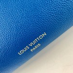 Louis Vuitton Low Key Cabas MM M25341 sky blue leather tote bag with padlock detail and adjustable handles