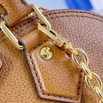 Louis Vuitton Alma Trunk BB M29445 black and M29091 brown leather handbag with padlock and chain detail