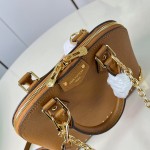Louis Vuitton Alma Trunk BB M29445 black and M29091 brown leather handbag with padlock and chain detail