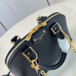 Louis Vuitton Alma Trunk BB M29445 black and M29091 brown leather handbag with padlock and chain detail