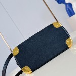 Louis Vuitton Alma Trunk BB M29445 black and M29091 brown leather handbag with padlock and chain detail