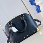 Louis Vuitton Alma Trunk BB M29445 black and M29091 brown leather handbag with padlock and chain detail