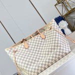 Louis Vuitton Neverfull GM N40602 Damier Ebene canvas tote bag with steel hardware and detachable zip pouch